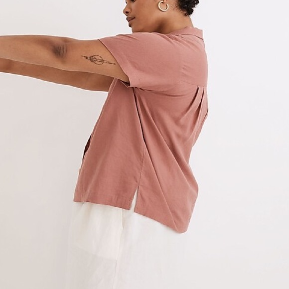 Madewell Linen Camp Shirt Womens XXL Lagenlook Button Up Collared - Picture 10 of 10